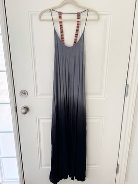 RAVIYA ombrΓ© gray and black boho beach maxi dress with multicolour straps size S